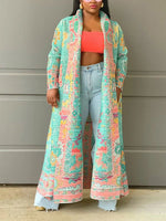 Gorgeousladie Printed Open-Front Duster