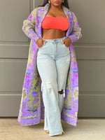 Gorgeousladie Printed Open-Front Duster