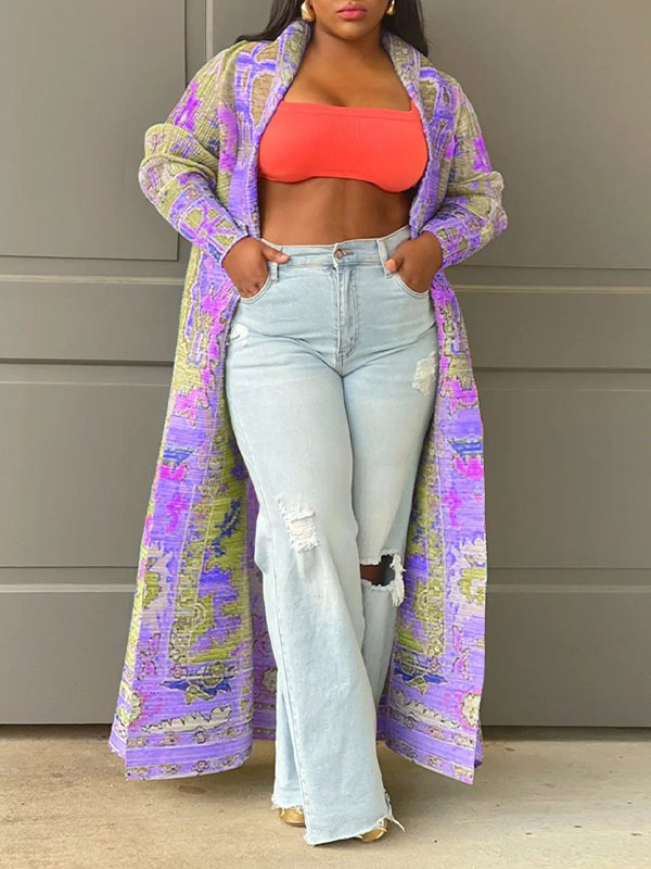 Gorgeousladie Printed Open-Front Duster