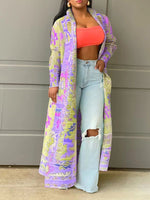 Gorgeousladie Printed Open-Front Duster