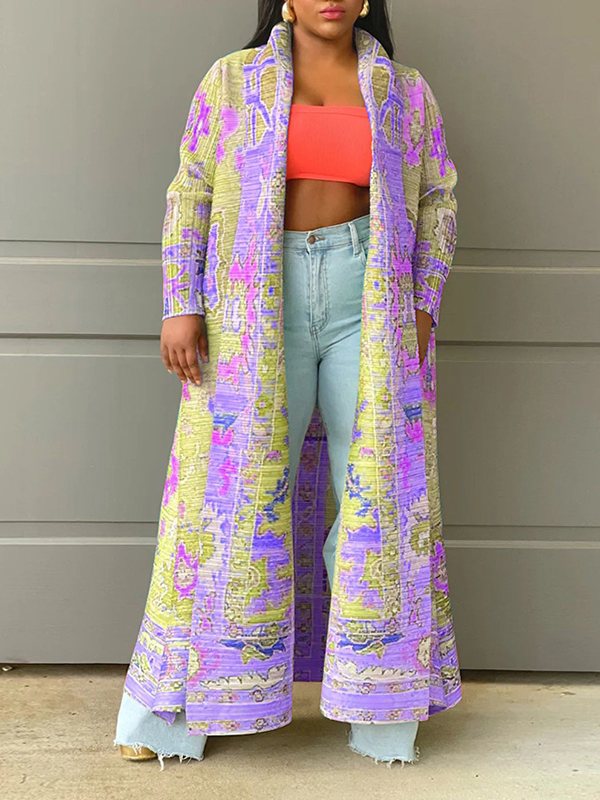 Gorgeousladie Printed Open-Front Duster