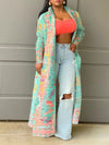Gorgeousladie Printed Open-Front Duster