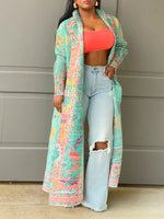 Gorgeousladie Printed Open-Front Duster
