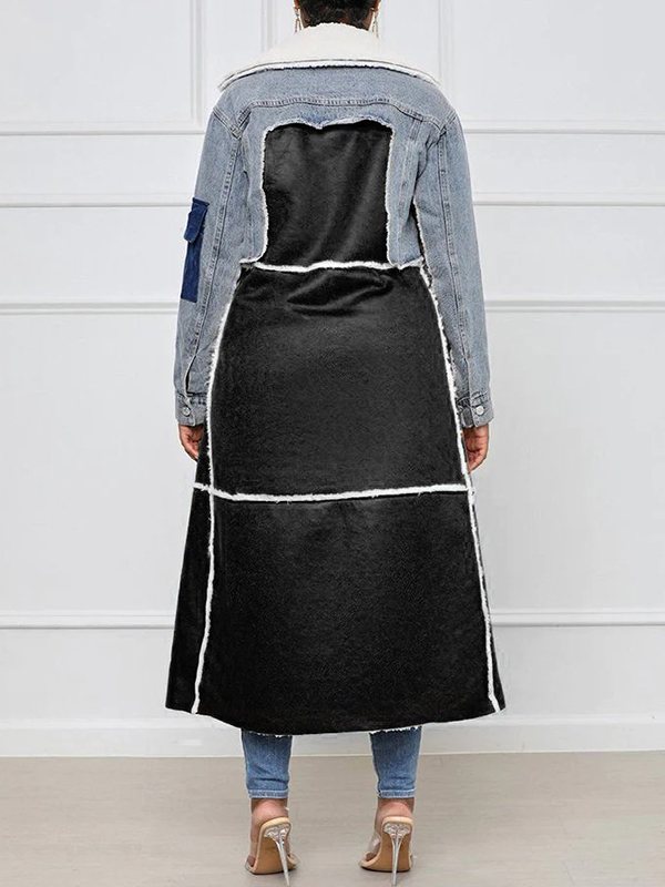 Gorgeousladie Denim Combo Shearling Coat