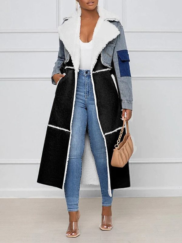 Gorgeousladie Denim Combo Shearling Coat