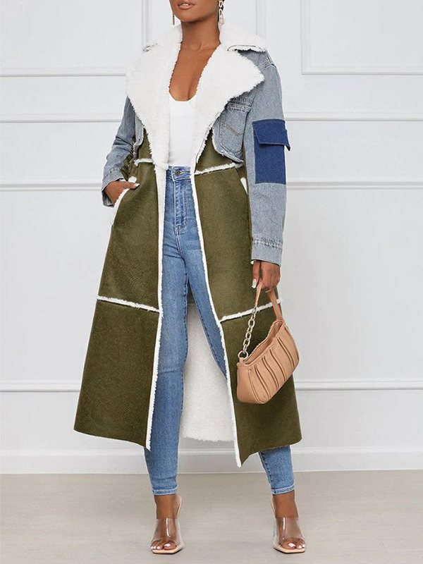 Gorgeousladie Denim Combo Shearling Coat