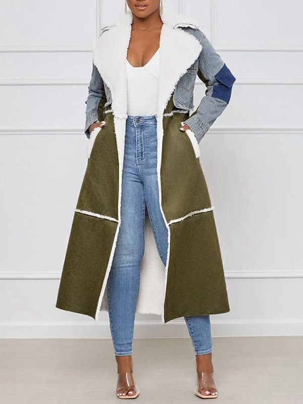 Gorgeousladie Denim Combo Shearling Coat