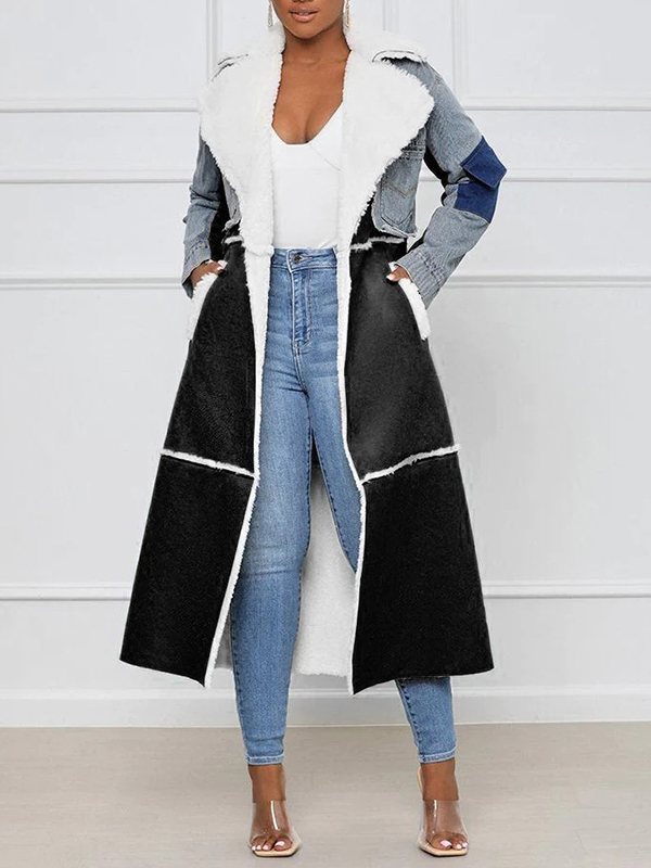 Gorgeousladie Denim Combo Shearling Coat