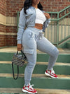 Solid Zip-Front Top & Cargo Pants Set