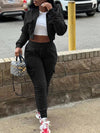 Solid Zip-Front Top & Cargo Pants Set
