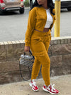 Solid Zip-Front Top & Cargo Pants Set