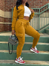 Solid Zip-Front Top & Cargo Pants Set