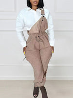 Fuzzy Drawstring Overalls