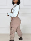Fuzzy Drawstring Overalls
