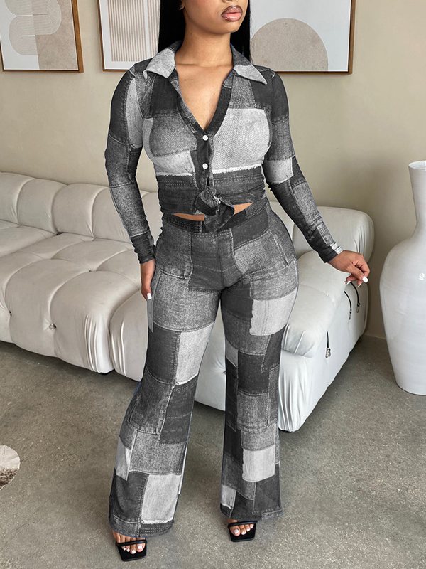 Colorblock Shirt & Pants Set
