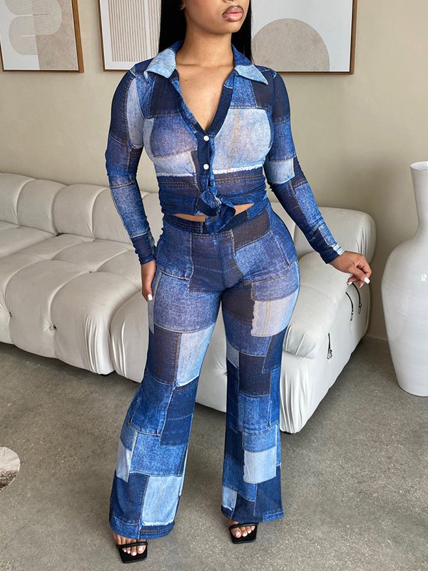Colorblock Shirt & Pants Set