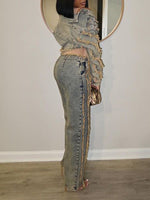 Fringe Denim Jacket & Jeans Set