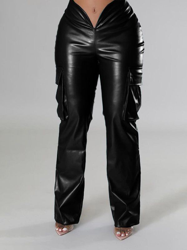 Gorgeousladie Faux Leather Cargo Pants