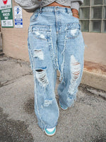 Distressed Straight Jeans