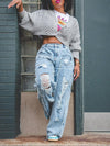 Distressed Straight Jeans