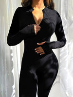 Zip-Front Ribbed Jumpsuit