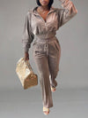 Velvet Zip-Front Top & Pants Set