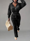 Velvet Zip-Front Top & Pants Set