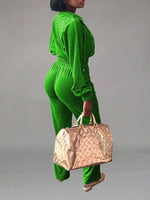 Velvet Zip-Front Top & Pants Set