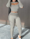 Ribbed Cutout Top & Pants Set