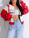 Faux-Leather Bomber Jacket