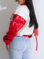 Faux-Leather Bomber Jacket