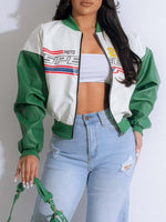 Faux-Leather Bomber Jacket