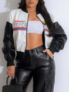 Faux-Leather Bomber Jacket