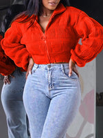 Solid Zip-Front Sweater