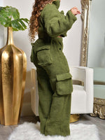Gorgeousladie Fleece Jacket & Cargo Pants Set