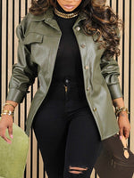Gorgeousladie Faux Leather Shirt Jacket