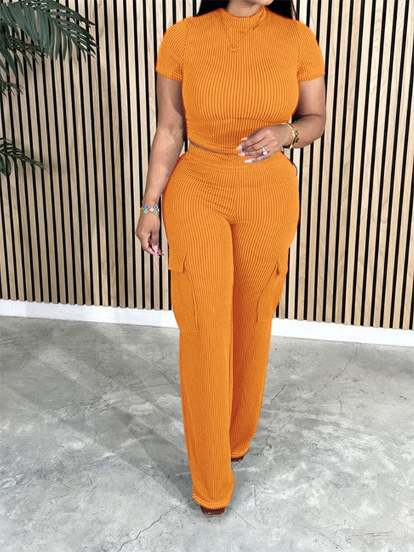 Gorgeousladie Solid Tee & Cargo Pants Set