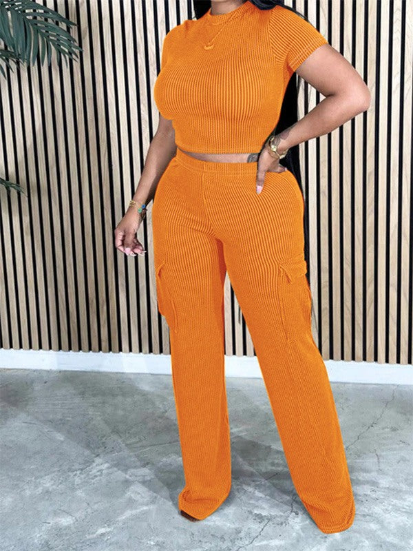 Gorgeousladie Solid Tee & Cargo Pants Set