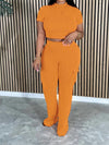 Gorgeousladie Solid Tee & Cargo Pants Set