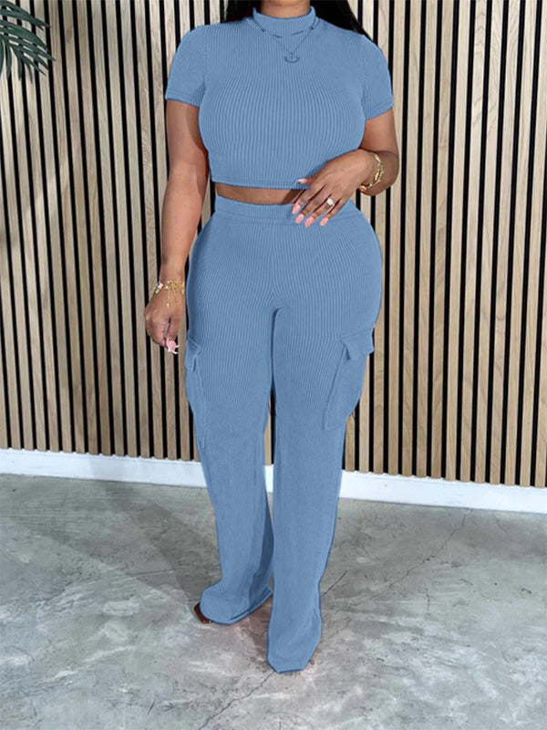 Gorgeousladie Solid Tee & Cargo Pants Set