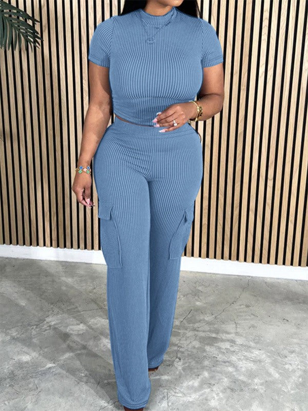 Gorgeousladie Solid Tee & Cargo Pants Set