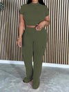 Gorgeousladie Solid Tee & Cargo Pants Set