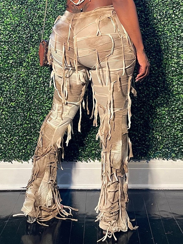 Gorgeousladie Fringe Tie-Dye Pants