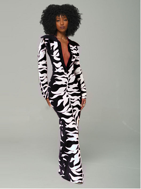 Gorgeousladie Printed Button-Front Dress