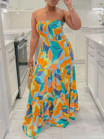 Gorgeousladie Printed Strapless Maxi Dress