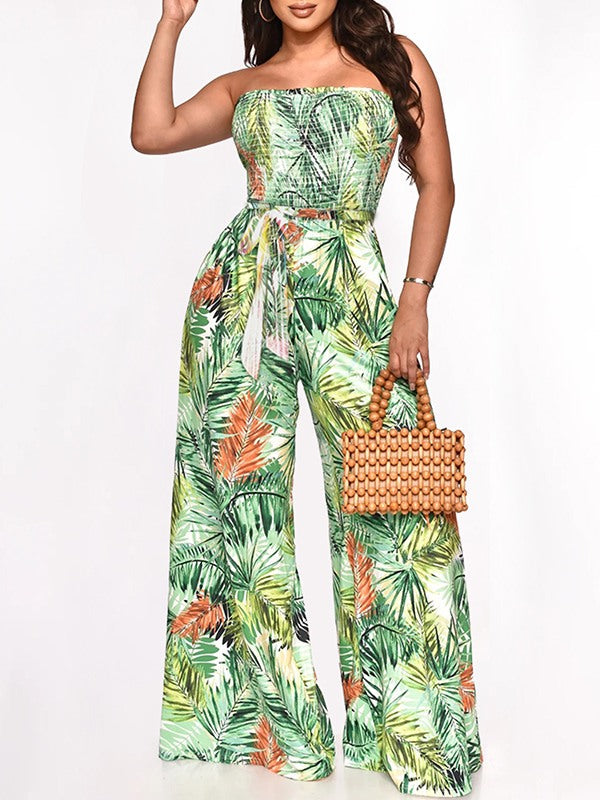 Printed Strapless Jumpsuit