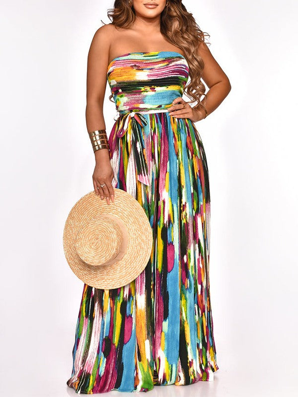 Gorgeousladie Printed Strapless Jumpsuit