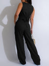 Gorgeousladie Button-Front Vest & Pants Set