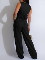 Gorgeousladie Button-Front Vest & Pants Set
