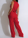 Gorgeousladie Button-Front Vest & Pants Set